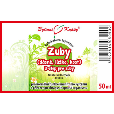 Zuby (dásně, lůžko, kost - B-stop pro zuby) - Bylinné kapky (tinktura) Bylinkářovo tajemství  50 ml